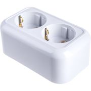 Розетка 2-м ОП Валентина РА16-826 16А IP20 с заземл. бел. Кунцево 5418