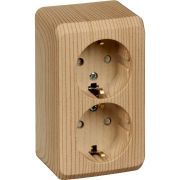 Розетка 2-м ОП Этюд Дача 16А IP20 250В с заземл. защ. шторки сосна SE PA16-008D
