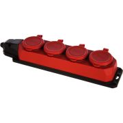 Колодка удлинителя 4-м с заземл. 16А IP44 K-4e-RED-IP44 каучук красн. Эра Б0044553