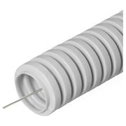Труба гофрированная ПВХ d20мм с протяжкой сер. (уп.100м) Строитель PR.032000
