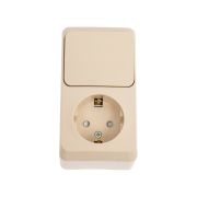 Блок ОП Этюд (1-м розетка с зазем. защ. шторки + 1-кл. выкл.) крем. SE BPA16-201K