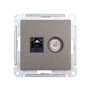 Розетка компьютерная + телевизионная 2-м AtlasDesign RJ45 кат.5E + TV механизм мокко SE ATN000689