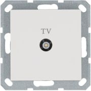 Розетка телевизионная проходная TV Ф9.5мм механизм бел. глянцевый Jasmart G6002W